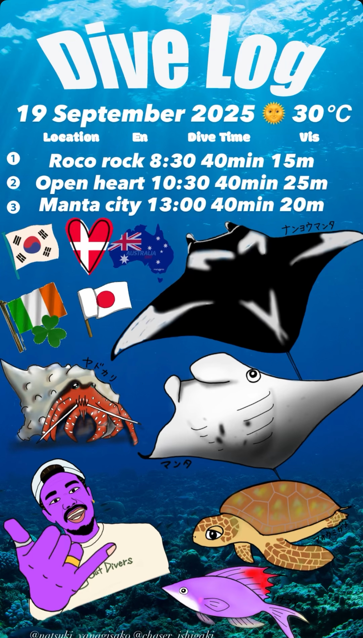 19 September 2025  Fun Diving  🇰🇷🇯🇵🇩🇰🇦🇺🇮🇪