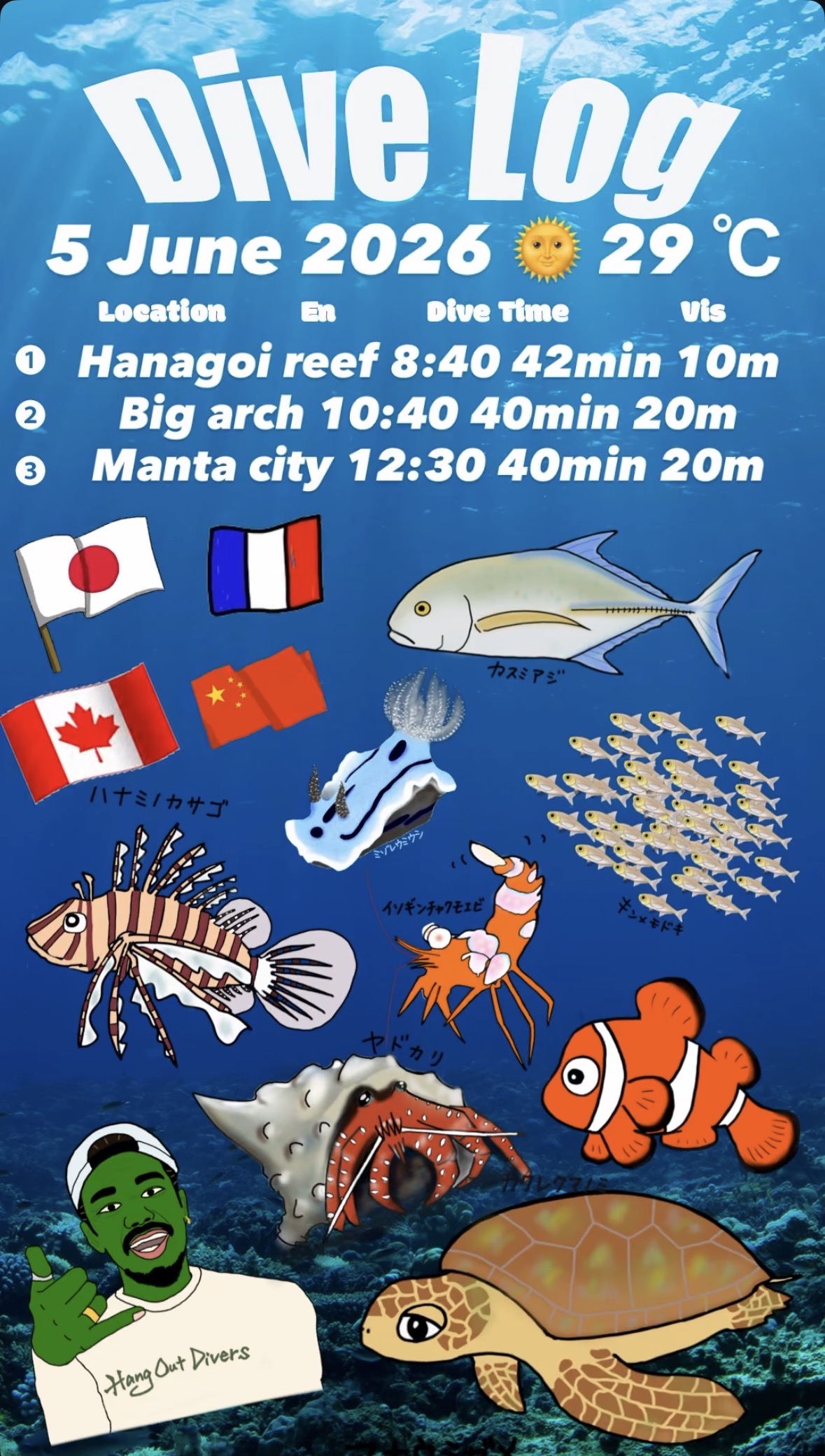 5 June 2026 Fun Diving 🇯🇵🇨🇳🇨🇦🇫🇷