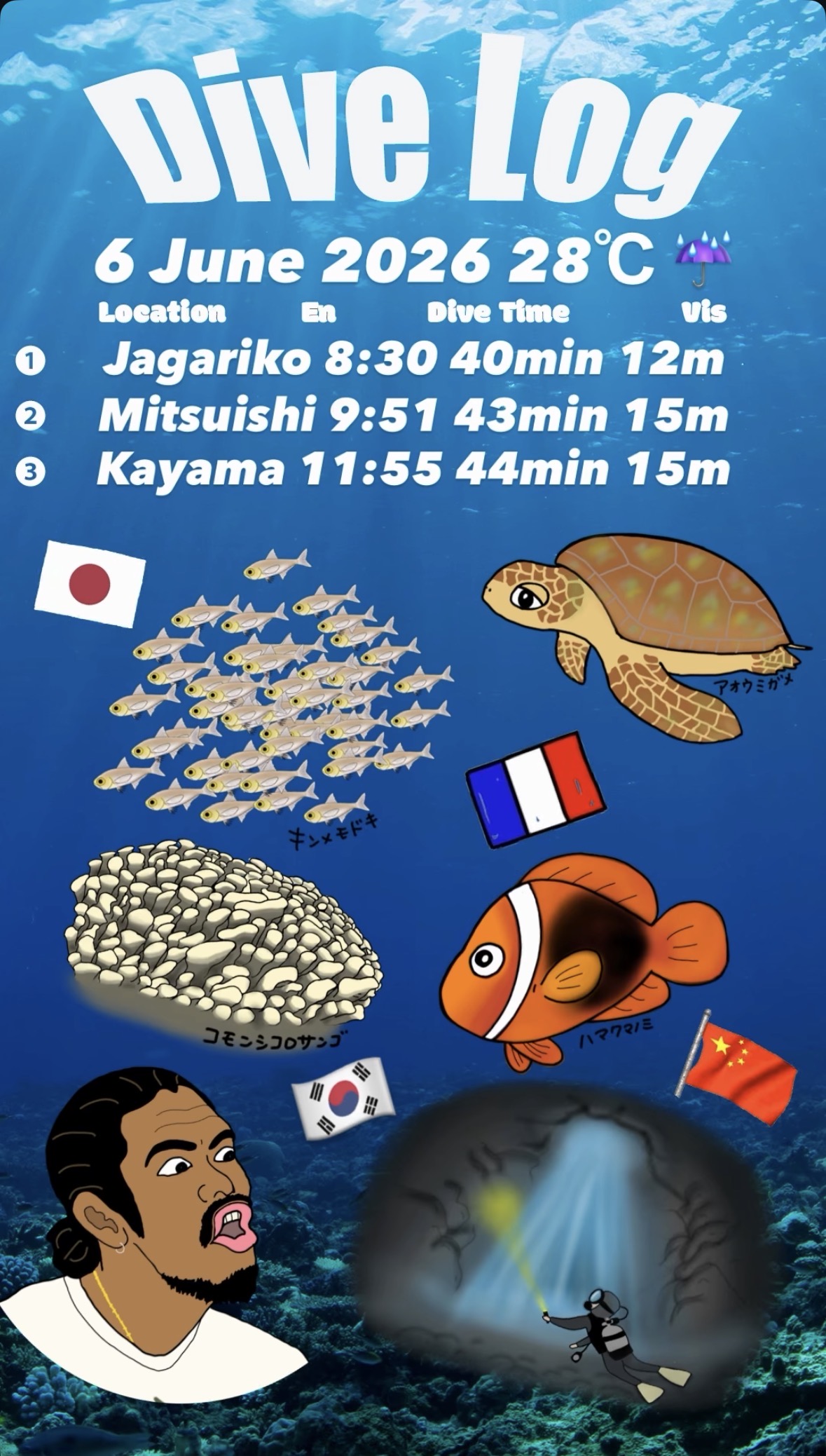 6 June 2026 Fun Diving & Intro Diving 🇯🇵🇰🇷🇨🇳🇫🇷