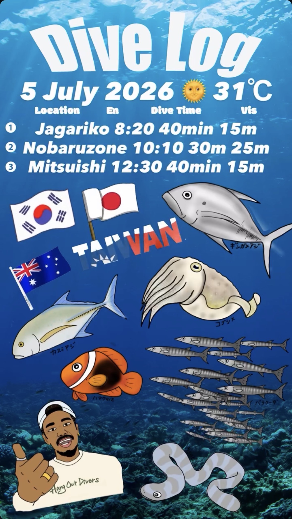 5 July 2026 Fun Diving 🇰🇷🇦🇺🇹🇼