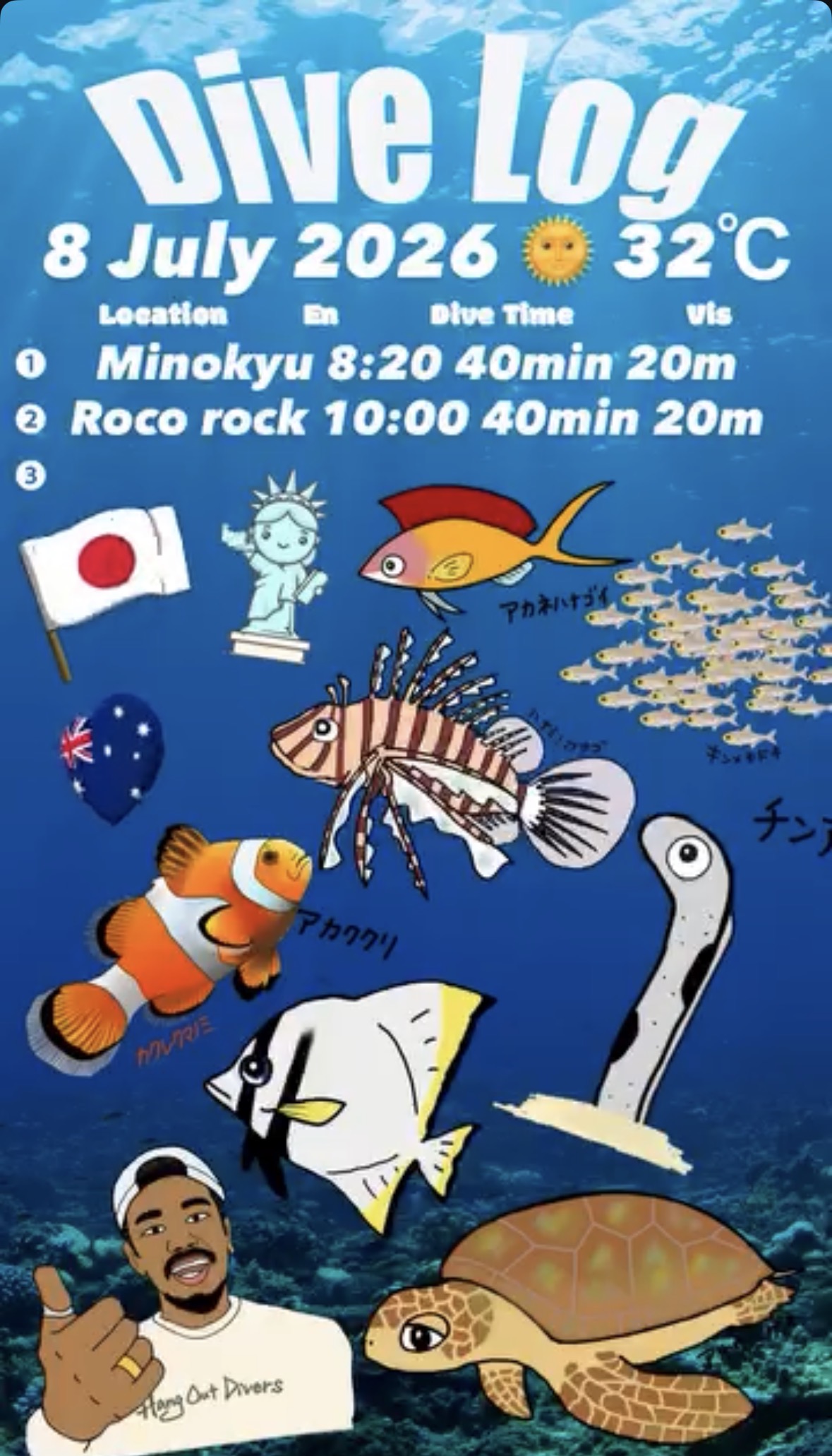 8 July 2026 Fun Diving 🇺🇸🇦🇺🇯🇵