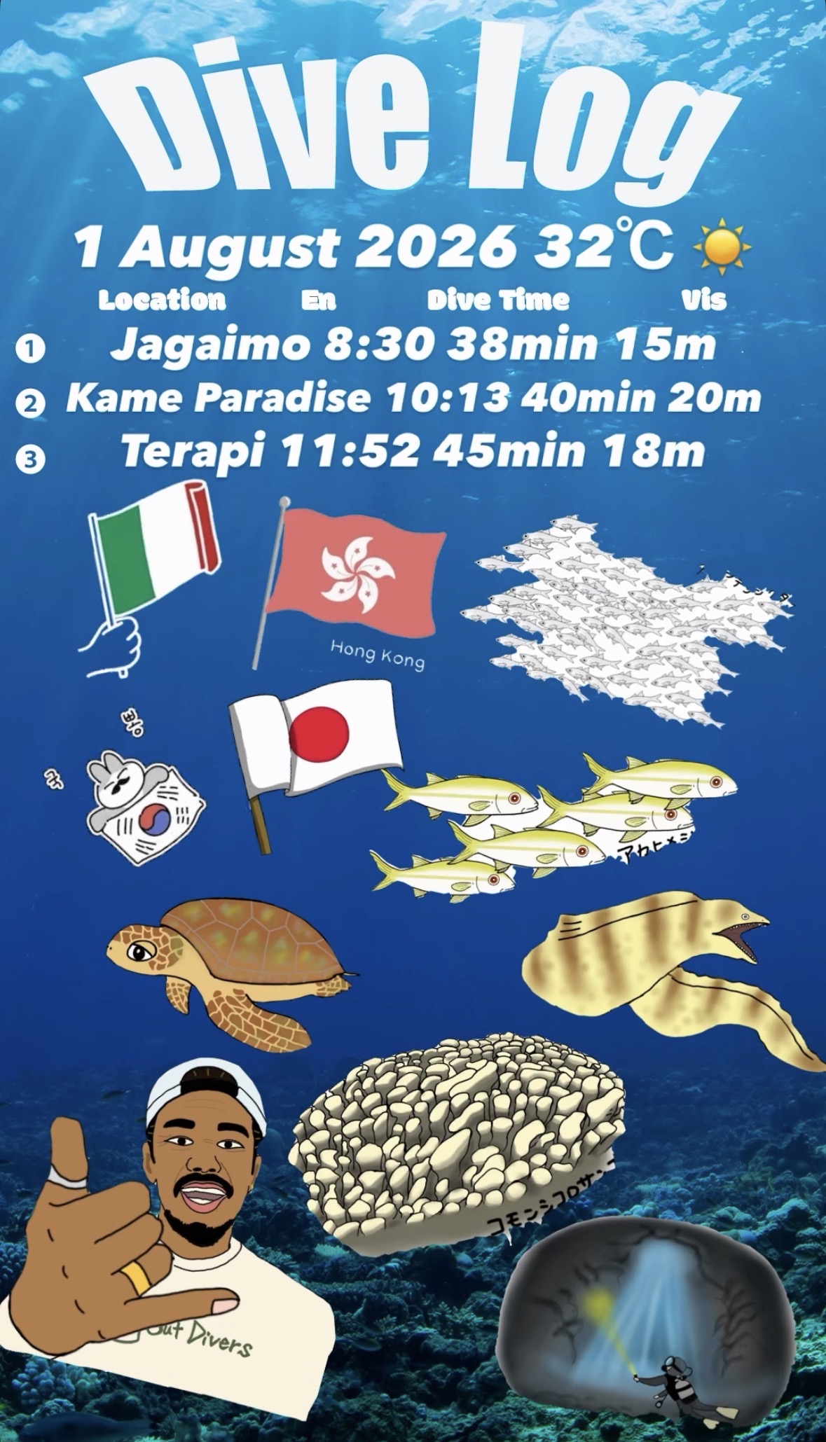 1 August 2026 Fun Diving 🇰🇷🇯🇵🇮🇹🇭🇰