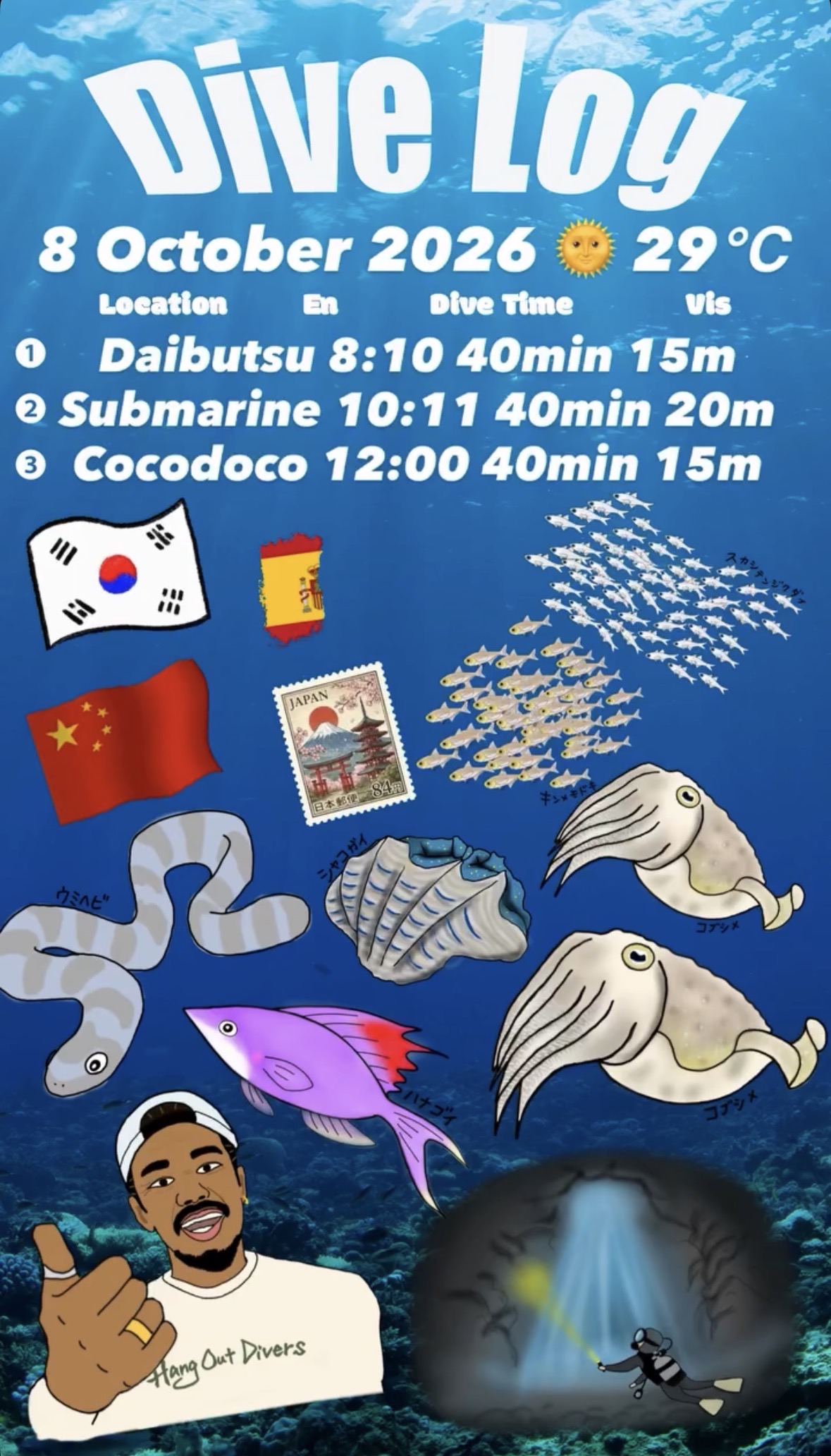 8 October 2026 Fun Diving 🇰🇷🇪🇸🇨🇳🇯🇵